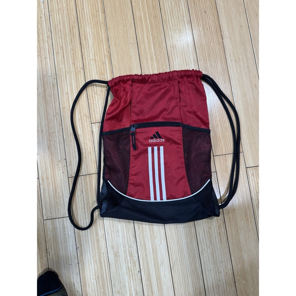 adidas Sackpack Sport Team‎ Shock One Red 18x13 Bag Backpack Adjustable Pull